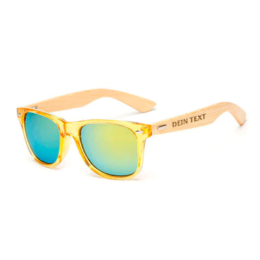Sonnenbrille mit Bambusbügeln – goldenes Gestell mit goldenen Gläsern